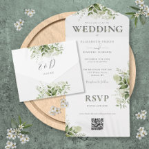 Casamento Código QR de Elegante Verde Rústico