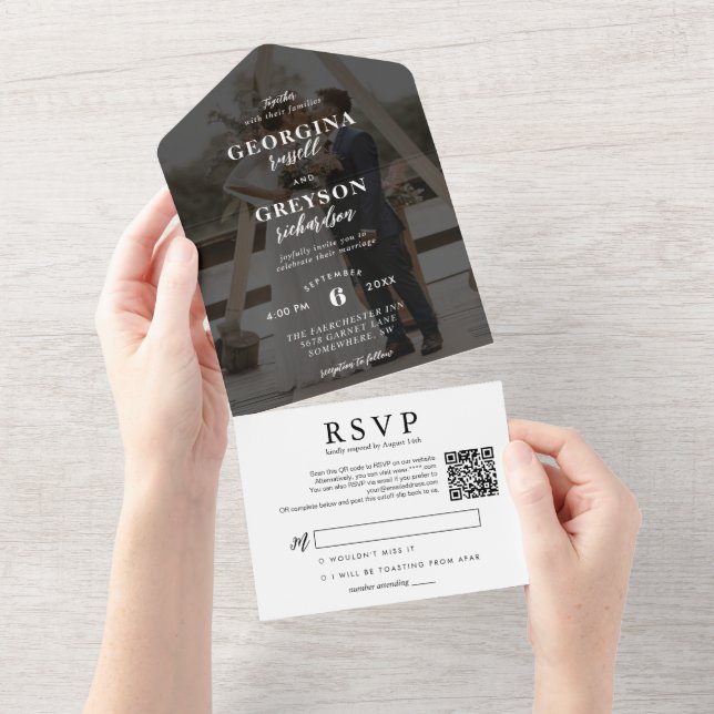 Casamento Código QR de Foto RSVP Branco Clássico (Tearaway)