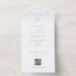 Casamento Código QR de Letra Elegante Azul Empoeir