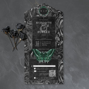 Casamento Código QR de Mariposa Preta com Filigran