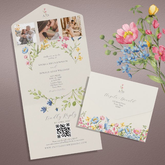 Casamento Código QR Flor Silvestre (Criador carregado)