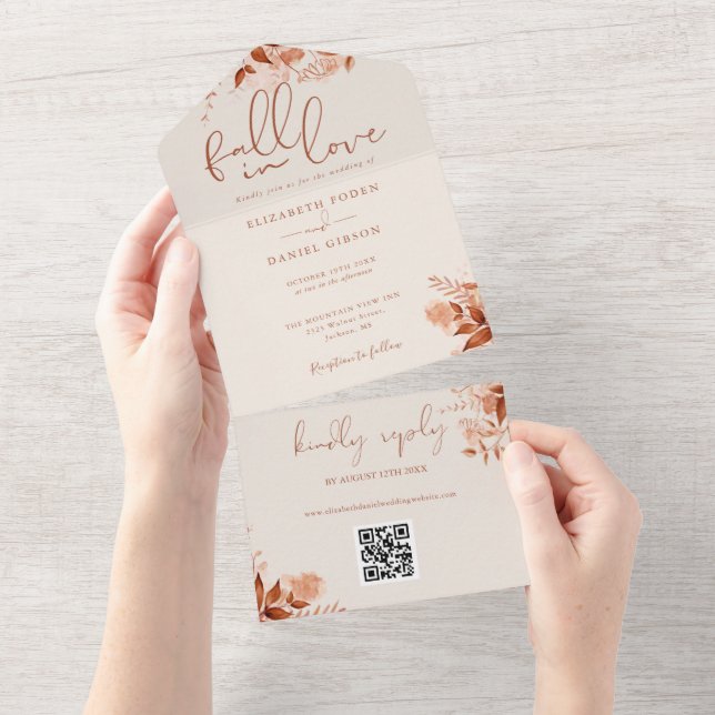 Casamento Código QR Floral Rústico de Outono (Tearaway)