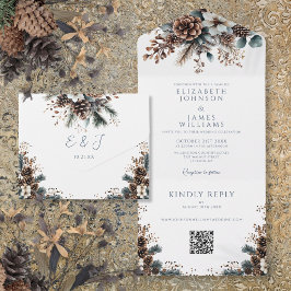 Casamento Código QR Floral Rústico Elegante de Pin