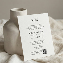 Casamento Código QR Monograma Clássico Branco Desl