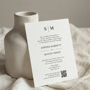 Casamento Código QR Monograma Clássico Branco Desl