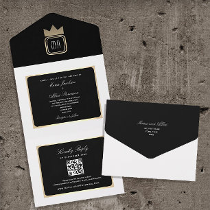 Casamento Código Qr Preto e Branco Chic
