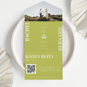 Casamento Código QR Tipografia Verde e Branco Citr