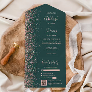 Casamento Código QR Verde Escuro Brilho Dourado Ro