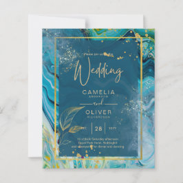 Casamento com Abstrato de Pavock Blue Dourado INK