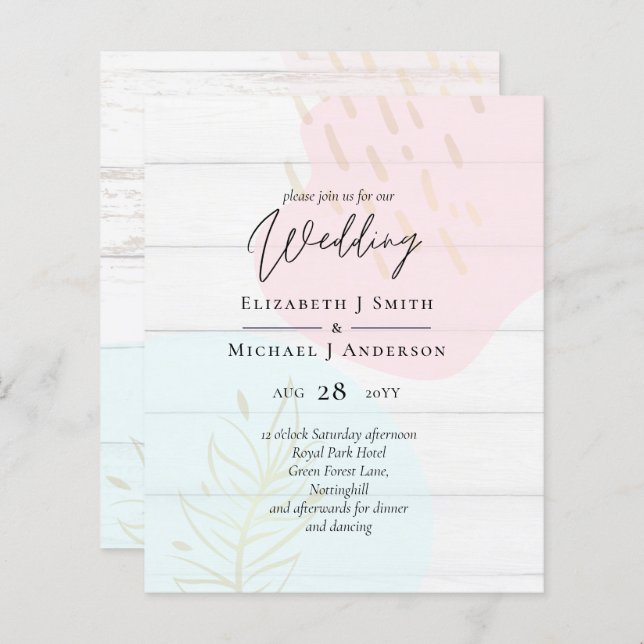 Casamento com Abstrato moderno japonês escandinavo (Frente/Verso)