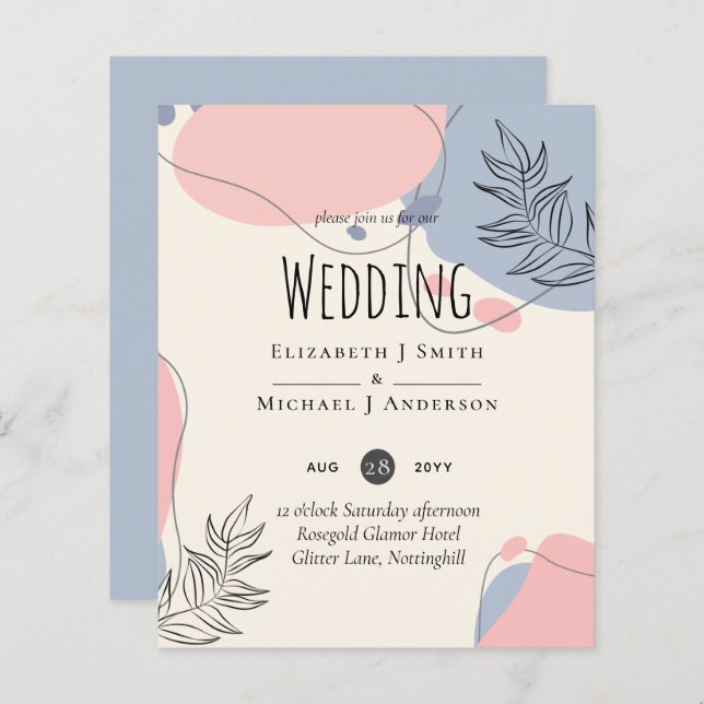 Casamento com Abstrato moderno japonês escandinavo (Frente/Verso)