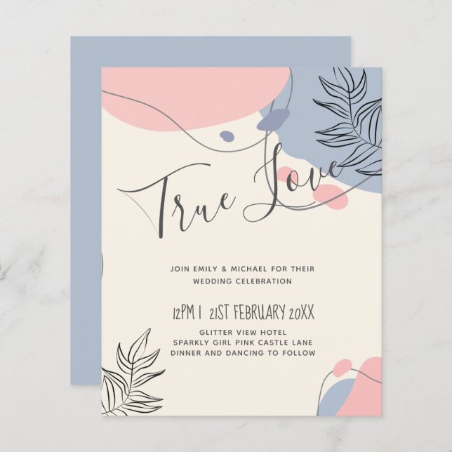 Casamento com Abstrato moderno japonês escandinavo (Frente/Verso)