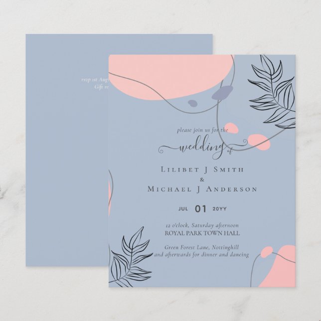 Casamento com Abstrato moderno japonês escandinavo (Frente/Verso)