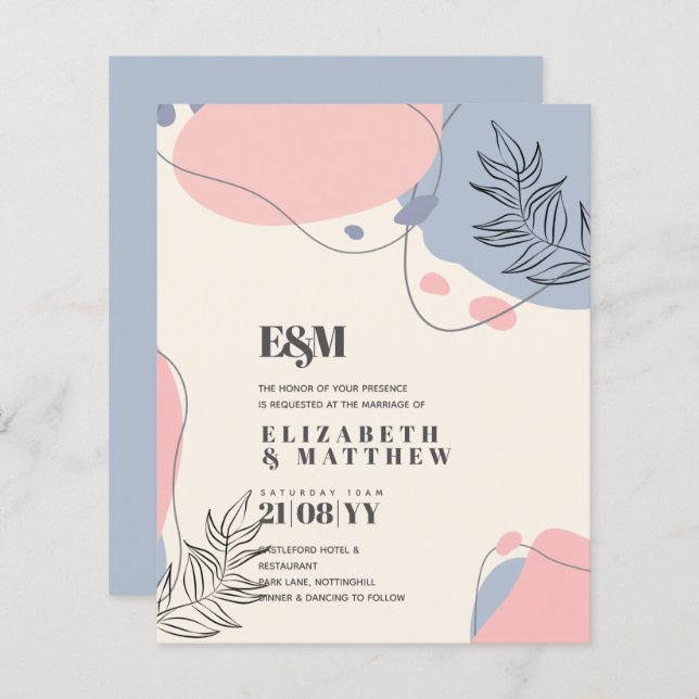 Casamento com Abstrato moderno japonês escandinavo (Frente/Verso)