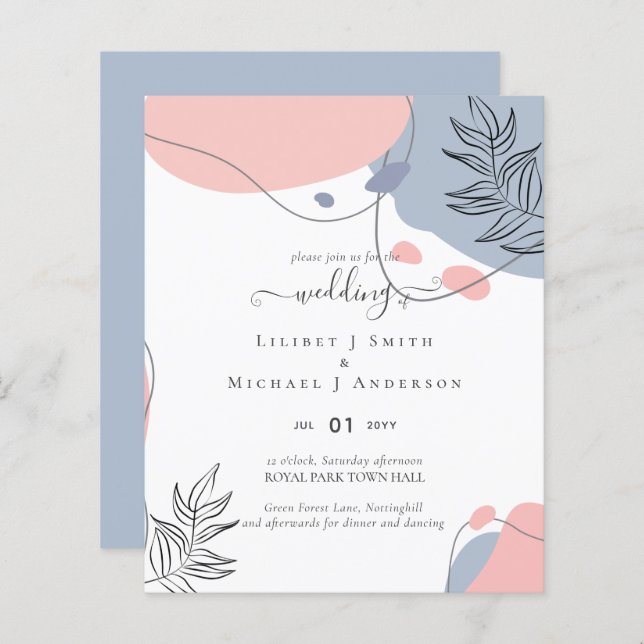 Casamento com Abstrato moderno japonês escandinavo (Frente/Verso)