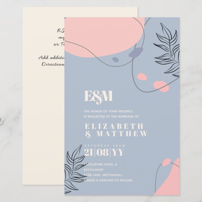 Casamento com Abstrato moderno japonês escandinavo (Frente/Verso)