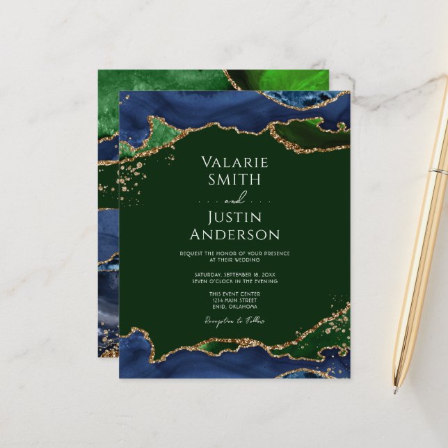 Casamento com Ágata Azul-Marinho e Verde (Frente/Verso In Situ)