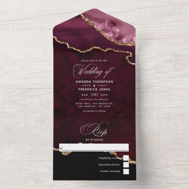 Casamento com Ágata Burgundy e Dourado (Interno)