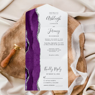 Casamento com Agata de Prata Roxo Moderno