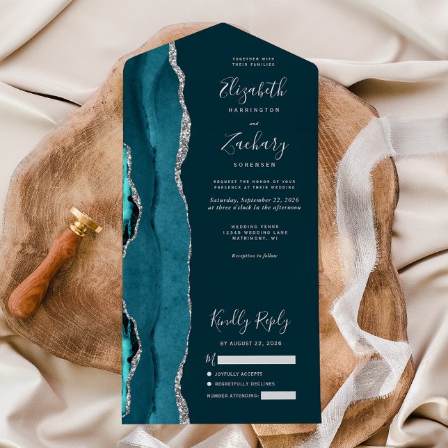 Casamento com Agata de Teal Escuro Moderno (Criador carregado)