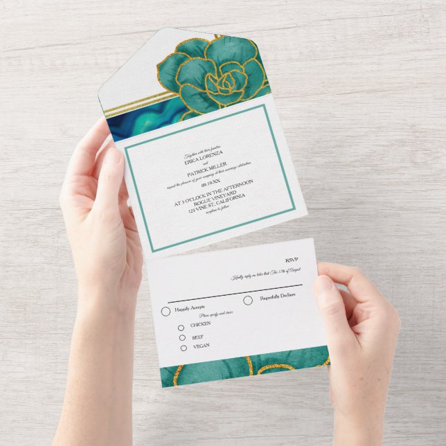 Casamento com Agato Floral Teal & Blue (Tearaway)