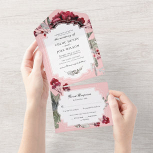 Casamento com aguarela de folhagens florais de Nat
