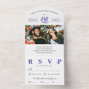 Casamento com Ampersand Floral Branco Roxo