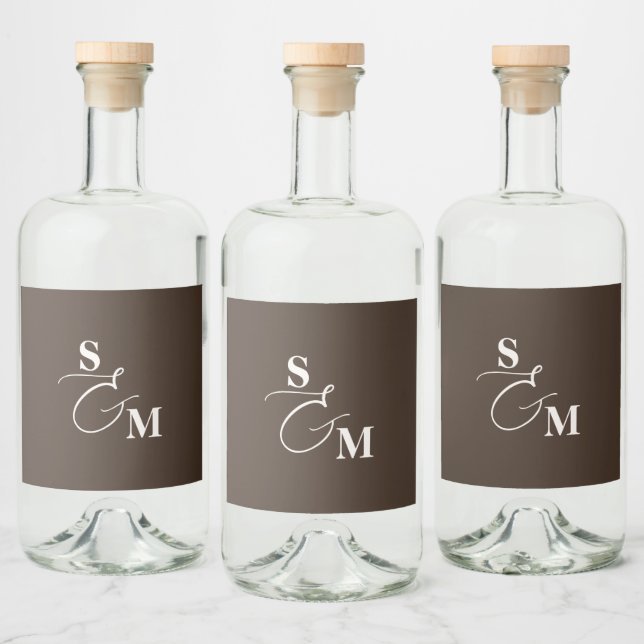 Casamento com Ampersand Moderno Monograma Clássico (Garrafas)
