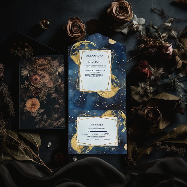 Casamento com Aquarela Azul e Dourado Místico da M (Criador carregado)