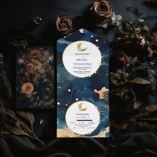 Casamento com Aquarela Azul e Dourado Místico da M (Criador carregado)