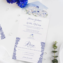 Casamento com Aquarela da Arquitetura de Grécia Sa