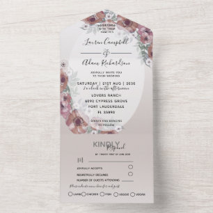 Casamento com Aquarela Floral Moderna Laranja Bege