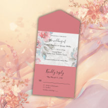 Casamento com aquarela Floral Tudo em Um Convite