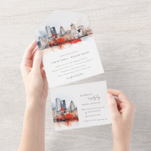 Casamento com Aquarelas da Cidade de Boston Massac