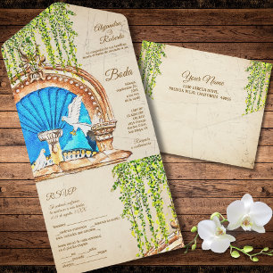 Casamento com Aquarelas pintadas à Mão Espanhola n