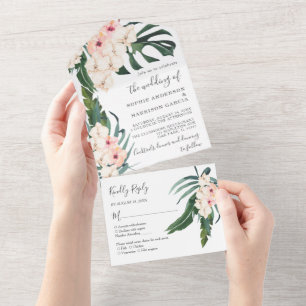 Casamento com Aquarelas Rosa-Rosa-Rosa-Tropicais