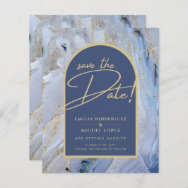 Casamento com Arca de Mármore Dourada Azul Moderno