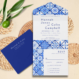 Casamento com Azulejos Azuis do Mediterrâneo Moder