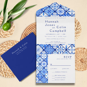Casamento com Azulejos Azuis do Mediterrâneo Moder