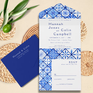 Casamento com Azulejos Azuis do Mediterrâneo Moder