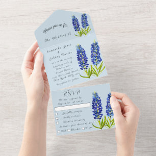 Casamento com Bluebonnets Lupine Watercolor Texas