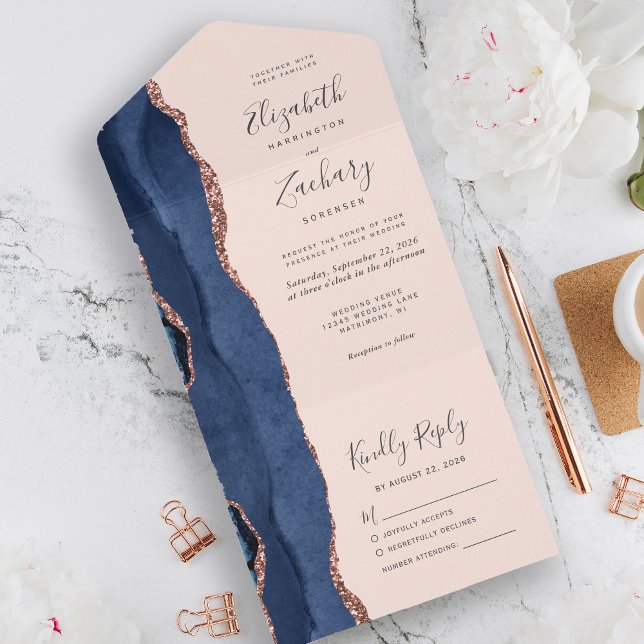 Casamento com Blush de Agate Azul-Rosa Dourado do  (Criador carregado)
