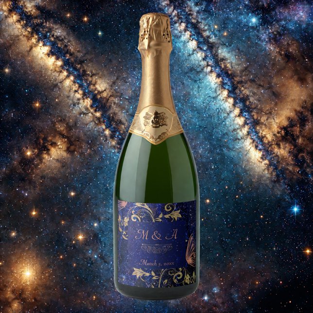 Casamento com Borboleta Dourada Real Azul (Criador carregado)