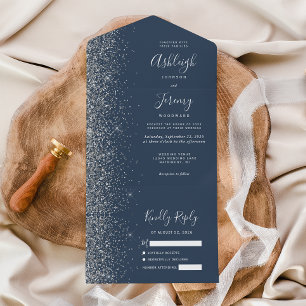 Casamento com Brilho Azul Índigo Moderno Prata