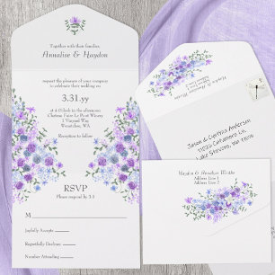 Casamento com Buquê Rosa de Jardim Azul Roxo