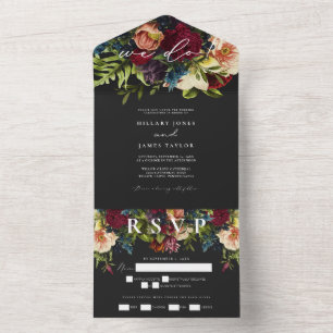Casamento com Calliografia de Moody Floral Burgund