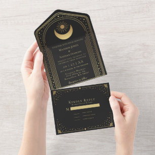 Casamento com Cartão Dourado de Tarot Místico Pret