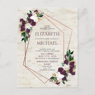 Casamento com Cartão Postal Geométrico de Cobre Rú