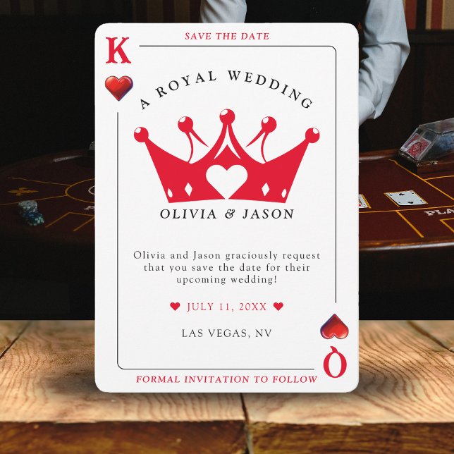 Casamento com Cartões de Poker do Rei e Rainha dos (King & Queen of Hearts Casino Poker Card Wedding
)