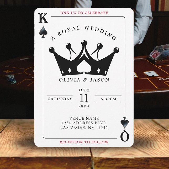 Casamento com Cartões Poker do Rei e Rainha de Esp (King & Queen of Spades Casino Poker Card Wedding
)
